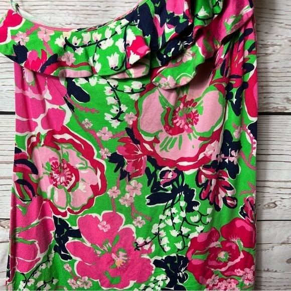 Lilly Pulitzer "Whinnie a Thing Called Love" Floral Silk Ruffle Dress Small - Picture 4 of 8
